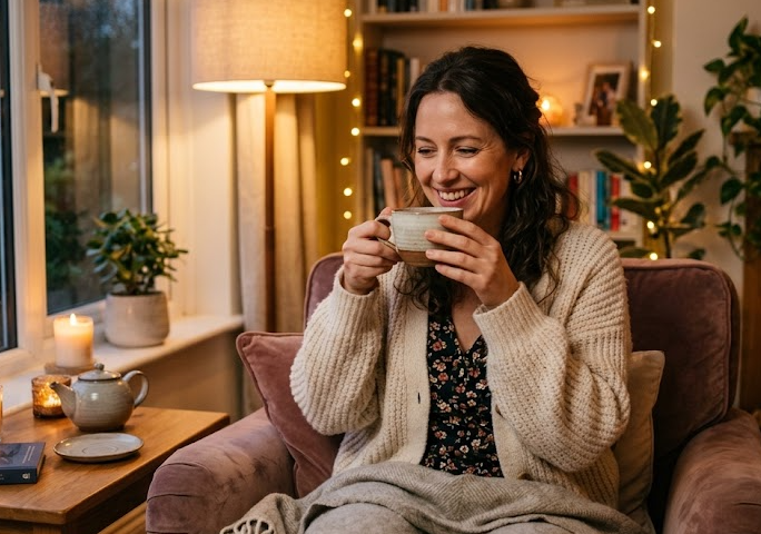 Nyugodt hálószobai környezet, sötétítő függöny, természetes anyagok